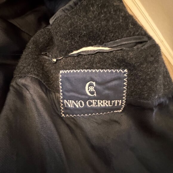 Nino Cerruti Men Wool Cashmere Blend Overcoat 46R Black SOFT Single Breasted VTG - Picture 3 of 7